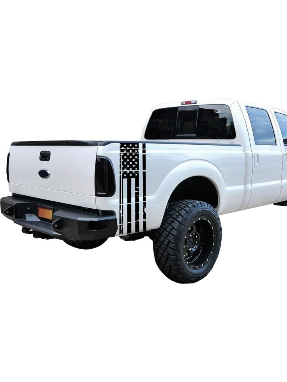 Matte Black Distressed American Flag Vinyl Decal Set for Trucks & SUVs